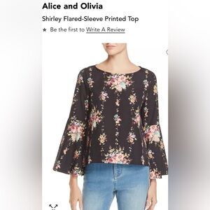 Alice + Olivia Shirley Flared-Sleeve Floral Print Top